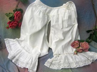 Antique VICTORIAN clothing FABRIC or repair COTTON trim LACE bloomers 