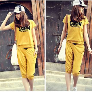 New Fashion women Casual Cool Sport Short Tops Pants Jogging Trousers 