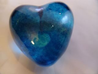   Heart Heartbeat Round Blue Paperweight Robert Held studio Vancouver BC