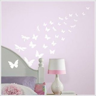 BUTTERFLIES GLOW IN THE DARK 80 Wall Decals Butterfly Dragonfly Decor 