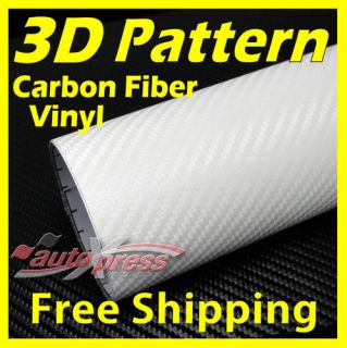   50 60cm x 127cm 3D Texture CARBON FIBER Wrap VINYL Decal Sheet WHITE