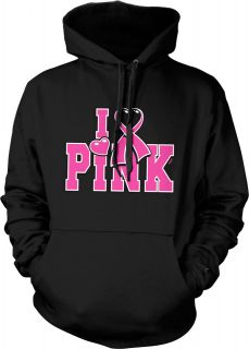 love Pink Ribbon Hoodie Sweatshirt Support Breast Cancer Sign Tees