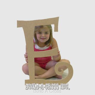 Unfinished Letters Curlz Paintable Large Letter Craft Wall Decor (E)