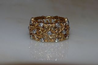   BUCCELLATI 18KT YELLOW WHITE GOLD DIAMOND ETERNITY WEDDING BAND RING