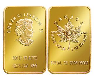 5x QUEEN ELIZABETH CANADA MAPLE BULLION ART COIN BAR .999 FINE 24k 