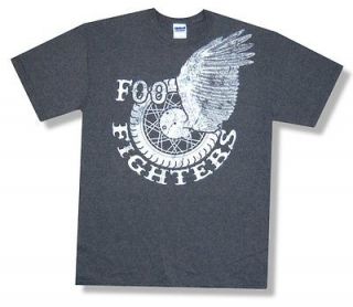 FOO FIGHTERS   WINGED WHEEL LOGO ATHLETIC GREY T SHIRT   NEW ADULT 