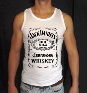 White Jack Daniels Logo Mens Tank Top all sz S XXL Whiskey Daniels