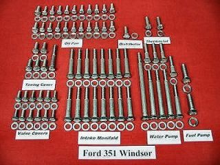 FORD 351 WINDSOR 351W STAINLESS STEEL ENGINE HEX BOLT KIT