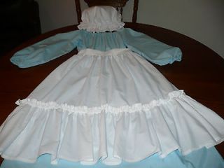   Girls size 10 12 Pioneer/Coloni​al/Prairie Costume Blue+White