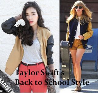 Retro Back to School Fashion Vtg Two tone Varsity Baseball Jacket 