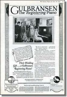 1925 Gulbransen Registering Player Piano Print Ad