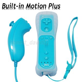   in Motion Plus Game Remote Controller & Nunchuck For Nintendo Wii Blue