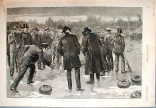 1886 Vintage Curling Scene Winter Sport Competition