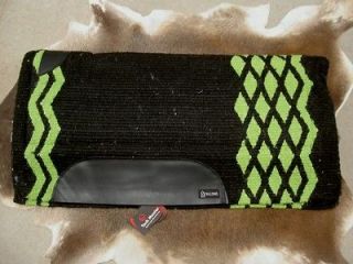 HORSE WOOL CLASSIC WESTERN SHOW TRAIL SADDLE FUR PAD BLACK LIME GREEN 