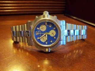New Mens Renato Beast Chronograph Diamond Steel Blue Dial Swiss Watch