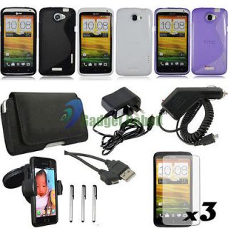   LEATHER TPU GEL  S LINE CASE+CAR CHARGER HOLDER for. HTC ONE X GR