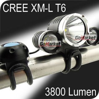3x CREE XM L T6 LED 3800Lm Bike Bicycle Light Lamp HeadLamp HeadLight 