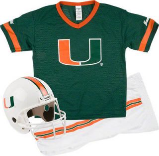 Miami Hurricanes Kids/Youth Football Helmet and Uniform Set