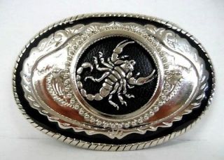 Scorpion Belt Buckle Scorpio Zodiac Western Oval Silver Tone Made in 