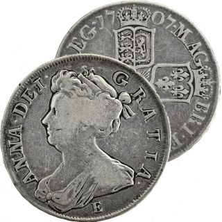 1707 E Queen Anne of great Britain silver half crown (Edinburg mint 