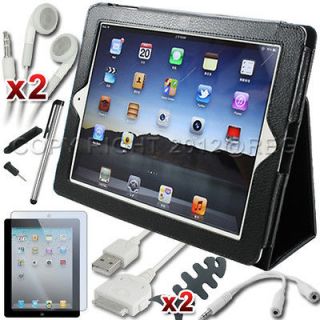   Bundle Leather Case Smart Cover Cable Pen Film For New iPad 3 3rd 2