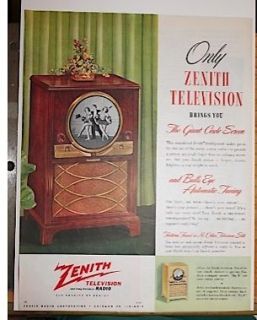1950s? ZENITH TELEVISION brings you THE GIANT CIRCLE SCREEN print ad