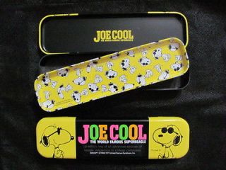 ONE Snoopy Metal Double Pencil Box Pen Case Joe Cool Made in Japan
