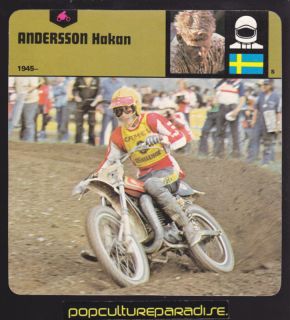 HAKAN ANDERSSON Sweden Motocross Racing 1978 RALLY CARD