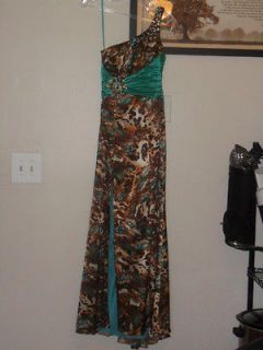 Evening by Allure A414 Animal Prom Ball Gown Formal Pageant Dress Size 