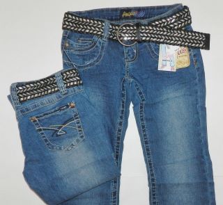 NWT Angels Embroidered Bootcut Jeans w/ Braided Belt   NEW FALL STYLE