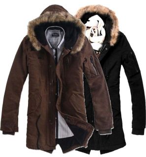 NEW Mens Hooded Fur Winter Coat Warm Overcoat Excellent Quality Parka 