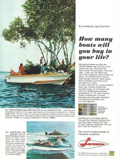 1967 Larson Boats All American 166 186 boat print ad
