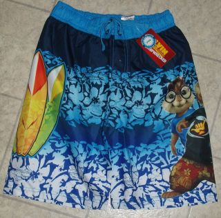 NEW Alvin and the Chipmunks Swim Shorts Trunks Chipwrecked Size 10 12 