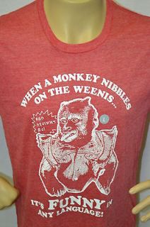 RIPPLE JUNCTION HANGOVER MOVIE MONKEY MENS S/S T SHIRT RED L LARGE 