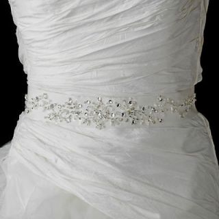 White or Ivory Crystal Rhinestone Sequence Wedding Sash Bridal Belt 