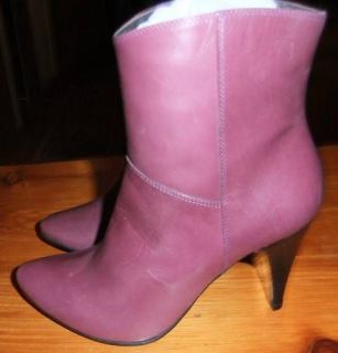 Vera Gomma Purple Leather Bootie High Heel Ankle Boots 36 NEW