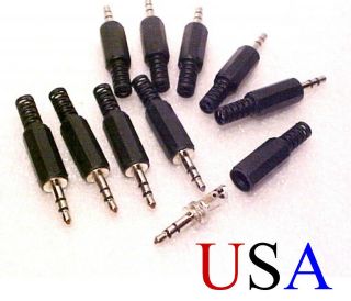 FROM USA ,10 Stereo Male 1/8 3.5mm Jack Plug Audio connector Booted 
