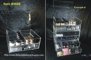 LARGE ACRYLIC EXPANDABLE COSMETIC ORGANIZER DRAWER DISPLAY w/ FLIP TOP 