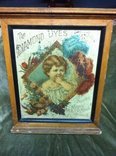 VINTAGE ANTIQUE THE DIAMOND DYES COUNTRY STORE CABINET DISPLAY 