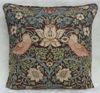 William Morris Fabric, Cushion Cover ~ Strawberry Thief ~ 100% Cotton 