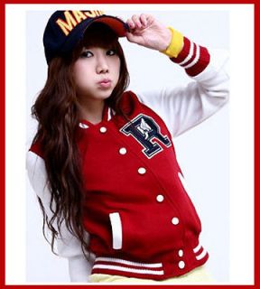 Womens R Baseball Varsity Jacket Red S size/High Quality