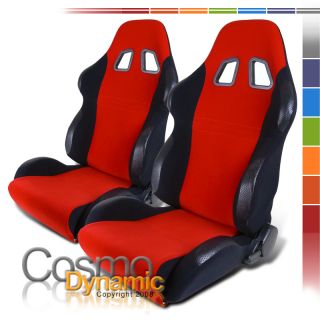 PIECES BRIDE STY SEATS L+R RED/BLACK WITH ADJUSTER+SILDE​RS (Fits 