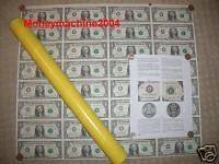 2009 UNCUT MONEY SHEET 32 US $1 Dollar Notes Real Currency