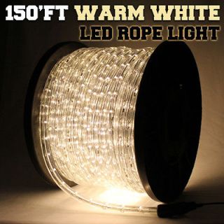 150ft Warm White 2 Wire LED Rope Light Flexible Home Outdoor 