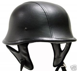   Leather German Motorcycle HALF Cruiser Touring Scooter DOT Helmet ~L
