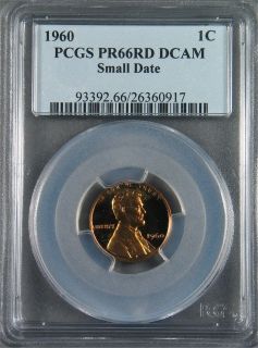 1960 Lincoln Head Cent Small Date PCGS PR66RD Deep Cameo