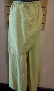 Cynthia Ashby Lime Green Linen Pants w/ Overflap Size Large