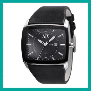 Armani Exchange AX2080 Mens Black Leather Band Watch