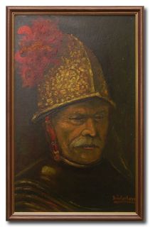 SÖDERBERG/MAN WITH HELMET   Swedish Oil Painting