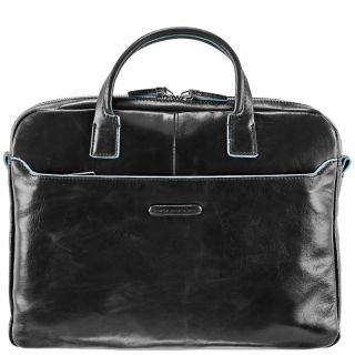 PIQUADRO Slim Briefcase CA2641B2/N Genuine Leather Black New ITALIAN 